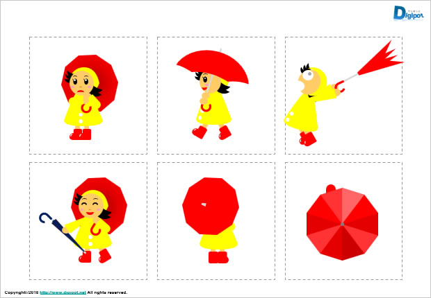 傘をさす女の子のイラスト画像2