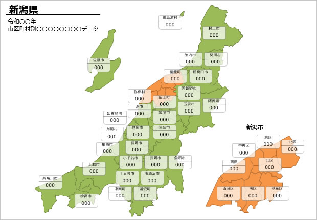 新潟県の市町村別の数値入力データマップ画像2