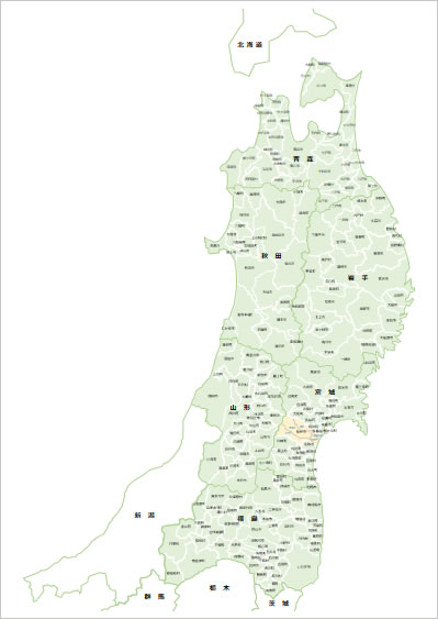 東北６県の市区町村地図 パワーポイント エクセル フリー素材 無料素材のdigipot