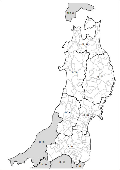 東北６県の市区町村地図 パワーポイント エクセル フリー素材 無料素材のdigipot