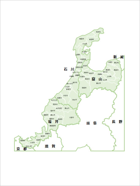 北陸３県の市区町村地図 パワーポイント エクセル フリー素材 無料素材のdigipot