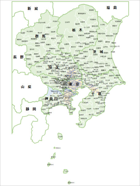 関東地方１都６県地図画像