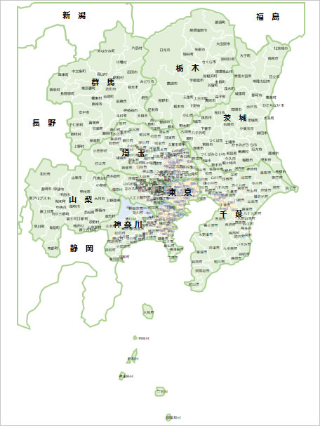 関東地方１都７県地図画像