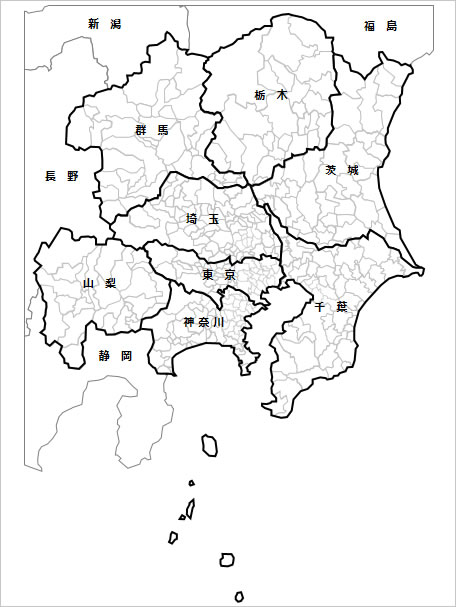 関東地方１都７県地図画像2