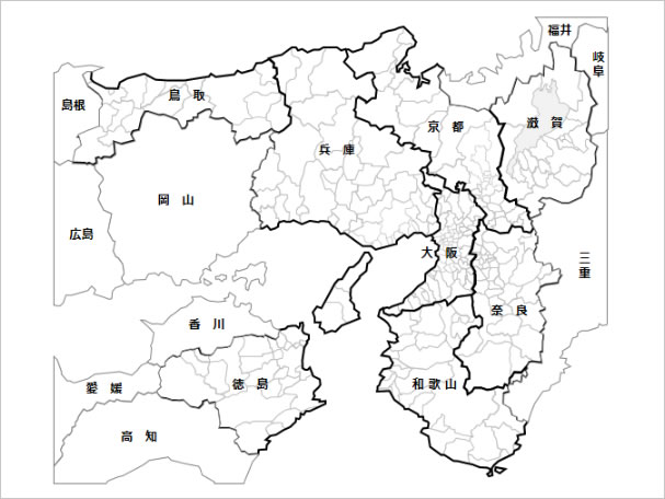 関西地方２府６県地図画像2