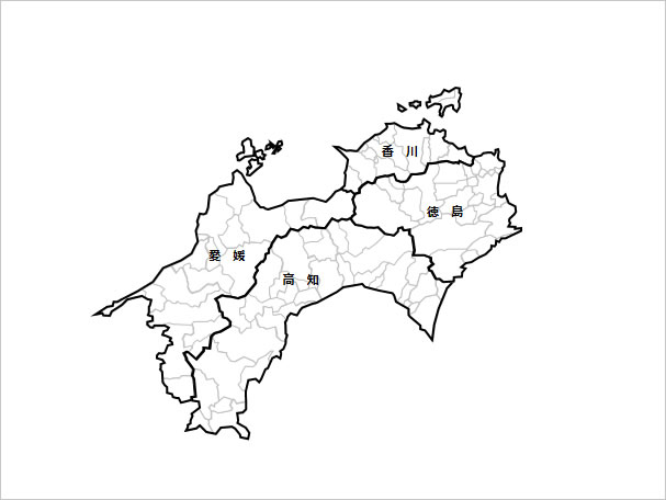 四国地方４県の市区町村地図 パワーポイント エクセル フリー素材 無料素材のdigipot