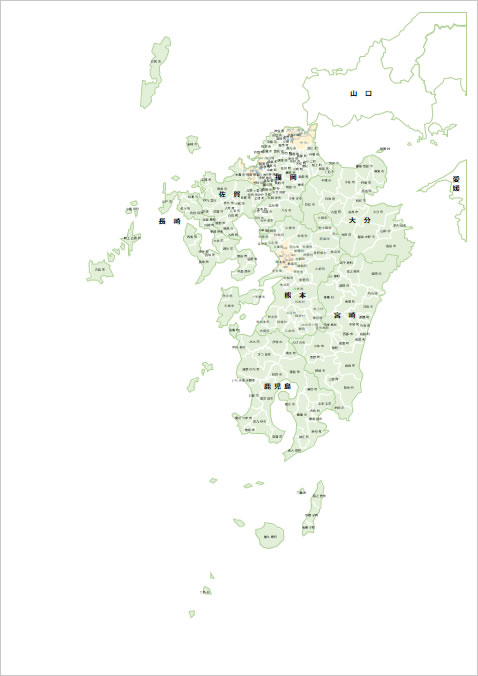 九州地方７県地図画像