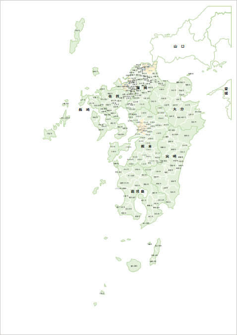 九州地方７県の市区町村地図 パワーポイント エクセル フリー素材 無料素材のdigipot