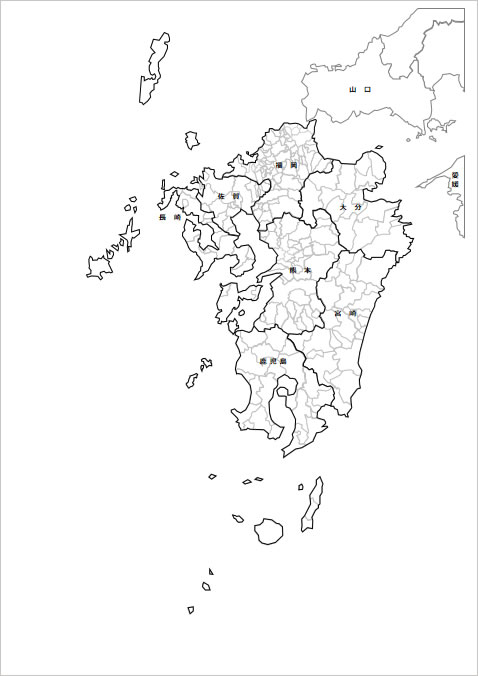 九州地方７県地図画像2