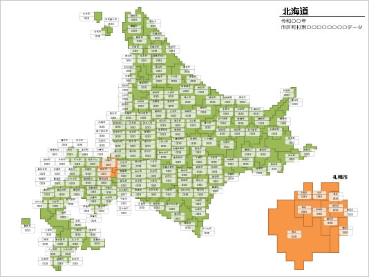 北海道のデータ入力地図素材サンプル画像