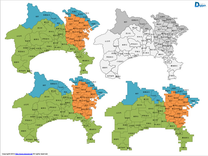 神奈川県地図のパワポ エクセル ワード イラスト素材まとめ フリー素材 無料素材のdigipot
