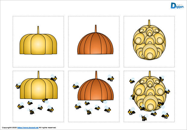 ハチ、ハチの巣のイラスト画像