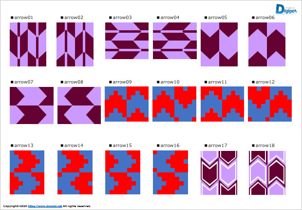 矢絣、矢羽根模様の塗りパターン画像