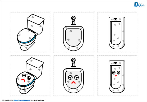 きれいなトイレと汚れたトイレのイラスト画像2