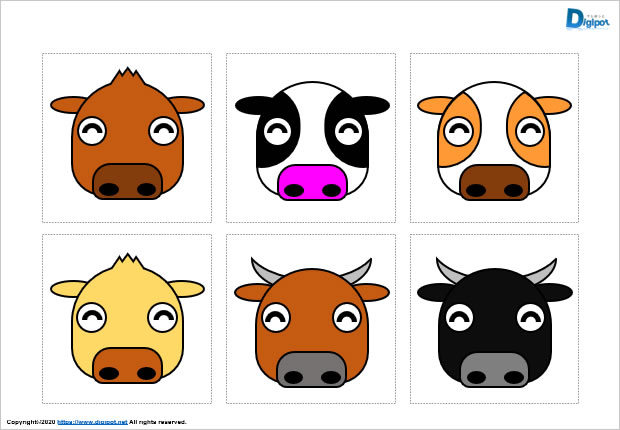 キャラクター風のウシの顔イラスト画像4