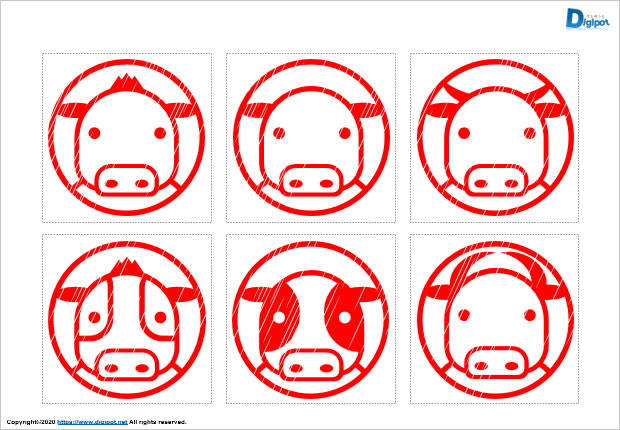 ウシのスタンプイラスト画像3