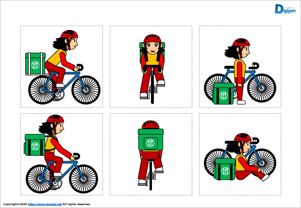 自転車で配達する人のイラスト画像2