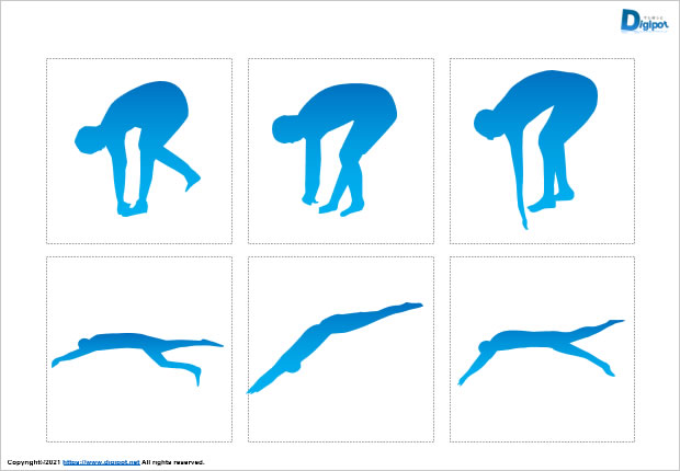 水泳の飛込み、スタートのシルエット画像2