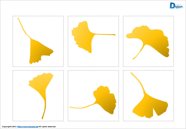 枯れたイチョウの葉のシルエット画像