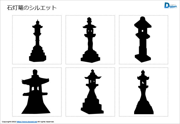 石灯篭のシルエット画像