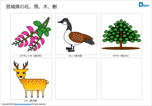 宮城県の花 鳥 木 獣のイラスト パワーポイント Png形式画像 フリー素材 無料素材のdigipot