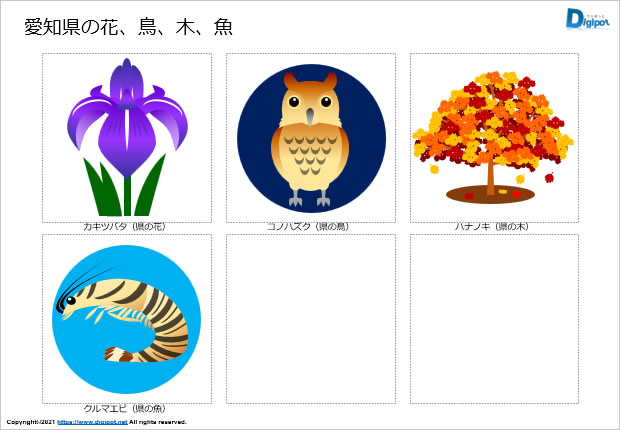 愛知県の花、鳥、木、魚のイラスト画像2
