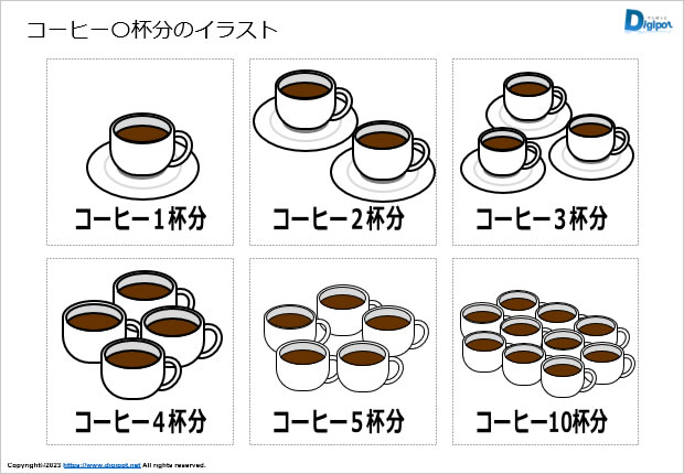 コーヒー、紅茶〇杯分のイラスト画像