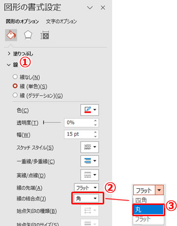 パワポで図形の角を丸くする方法の説明画像2
