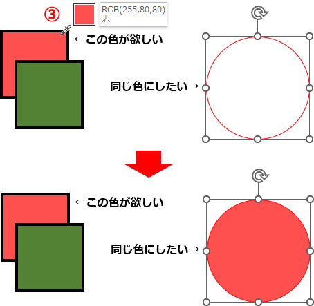 パワーポイントのスポイト機能の使い方の説明画像3