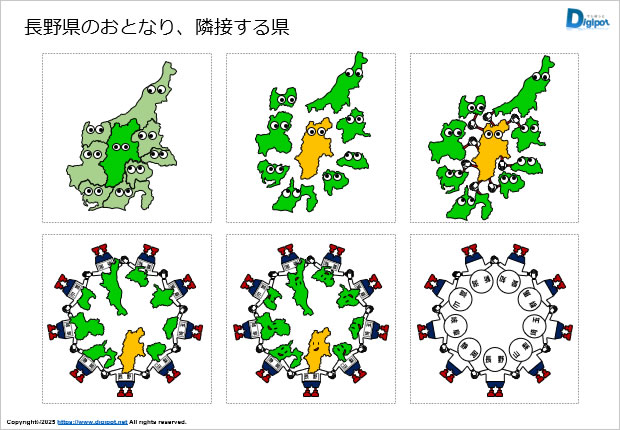 長野県のおとなり、隣接する県のイラスト画像2