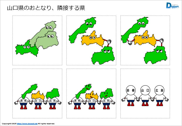 山口県のおとなり、隣接する県のイラスト画像2