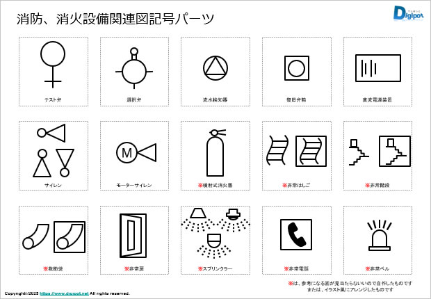 消防、消火設備関連図記号パーツ画像3