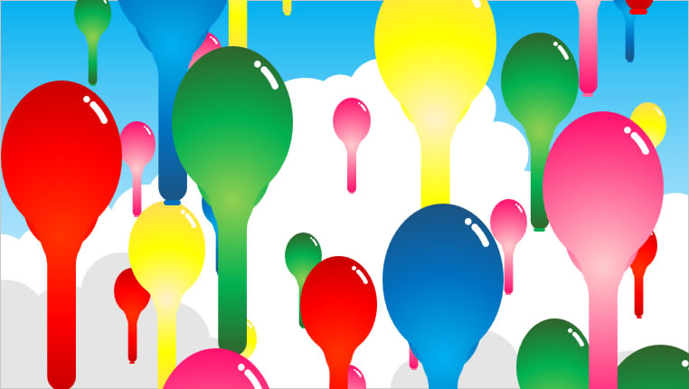 空を舞う風船のアニメ画像2