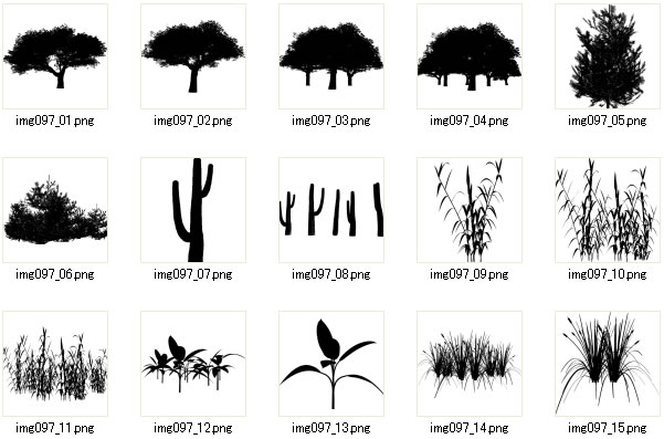 植物のシルエット画像