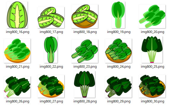 キャベツ レタス 白菜 チンゲン菜 ほうれん草のイラスト Png形式画像 フリー素材 無料素材のdigipot