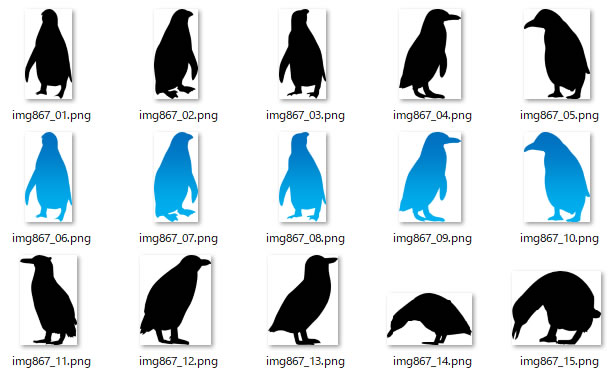 ペンギンのシルエット画像