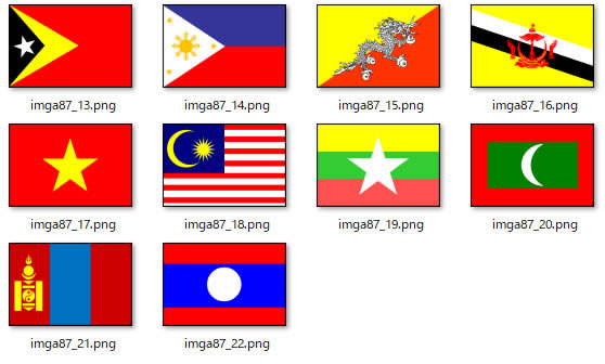 アジアの国々の国旗のイラスト Png形式画像 フリー素材 無料素材のdigipot