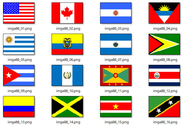 北米、中南米の国々の国旗のイラスト画像