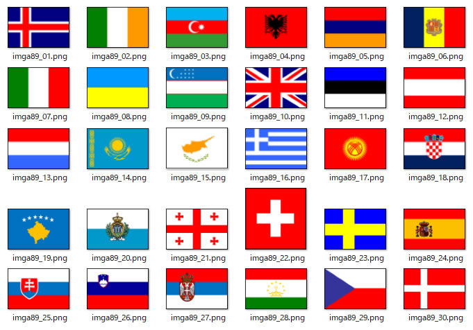 ヨーロッパの国々の国旗のイラスト画像