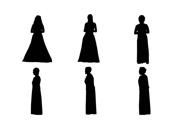 ロングドレスの女性のシルエット Png形式画像 フリー素材 無料素材のdigipot