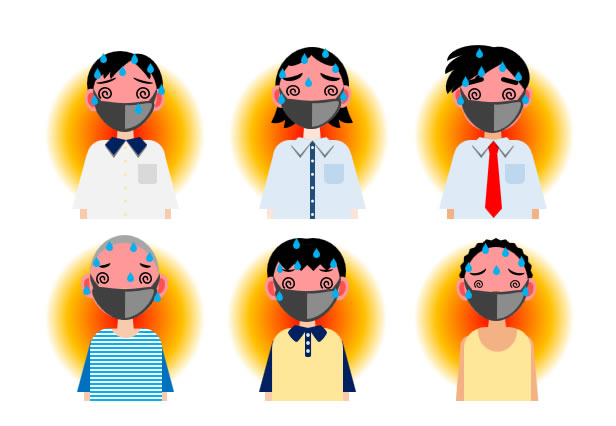 マスクで熱中症気味の男の子のイラスト Png形式画像 フリー素材 無料素材のdigipot
