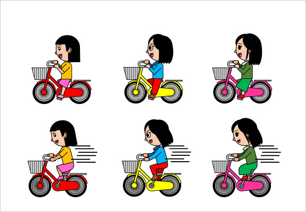 自転車に乗る女の子のイラスト Png形式画像 フリー素材 無料素材のdigipot