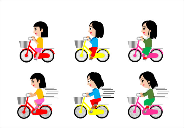 自転車に乗る女の子のイラスト Png形式画像 フリー素材 無料素材のdigipot