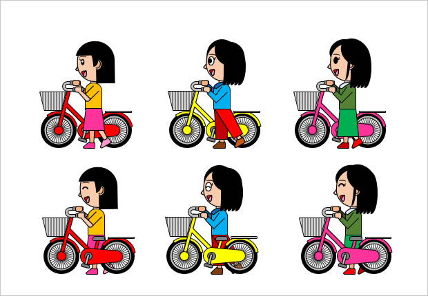 自転車を手で押す女の子のイラスト Png形式画像 フリー素材 無料素材のdigipot