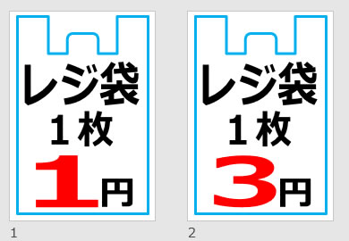 レジ袋１枚〇円の貼り紙画像