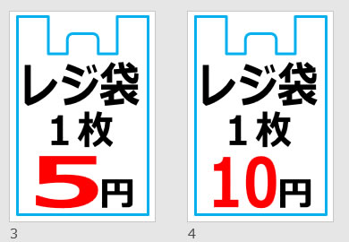 レジ袋１枚〇円の貼り紙画像