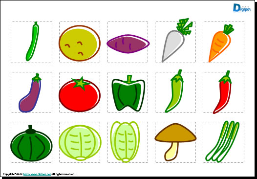 シンプルな野菜と果物のイラスト画像