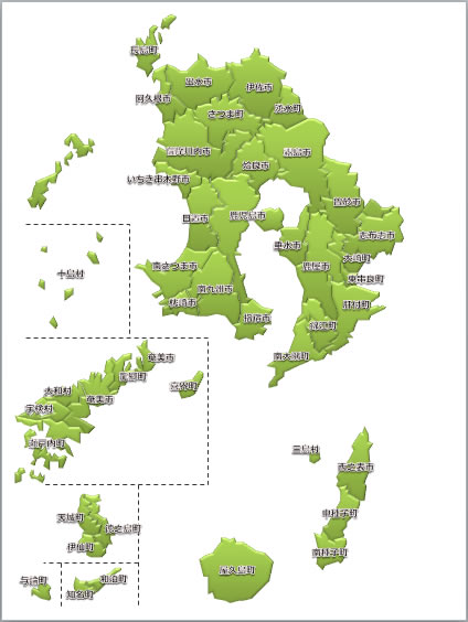 鹿児島県地図2 パワーポイント フリー素材 無料素材のdigipot