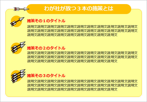 三本の矢のイメージ資料テンプレート