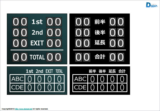 いろいろなスコアボードのイラスト パワーポイント フリー素材 無料素材のdigipot